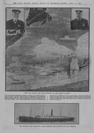 Come il Titanic incontrò il disastro..., e Il transatlantico Cunard Carpathia..., 20 aprile 1912 da Unbekannt
