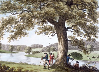 Humphry Repton che rileva con un teodolite, fine XVIII-inizio XIX secolo da Unbekannt