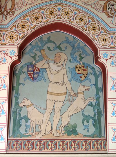 Cacciatore e cani nel salone verde, 1868 da Unbekannt