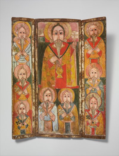 Icona trittico: Ewostatewos e otto dei suoi discepoli, fine XVII secolo da Unbekannt