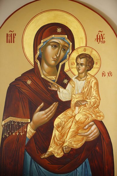 Icona nella chiesa ortodossa russa di Maria Maddalena sul Monte degli Ulivi: Vergine e bambino da Unbekannt