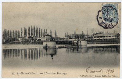 Ile de France, Val de Marne, Creteil: vista della vecchia diga sulla Marna - Cartolina datata 1904 da Unbekannt