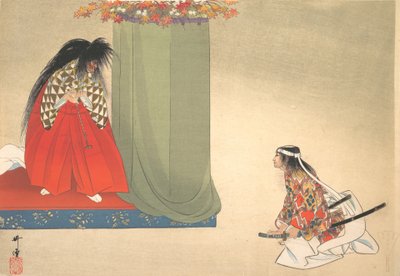 Illustrazione di scena di danza Noh, ca. 1910 da Unbekannt
