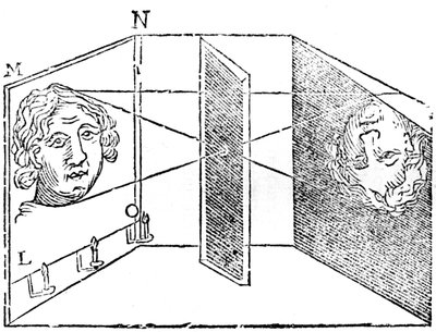 Illustrazione del principio della camera oscura, 1671 da Unbekannt