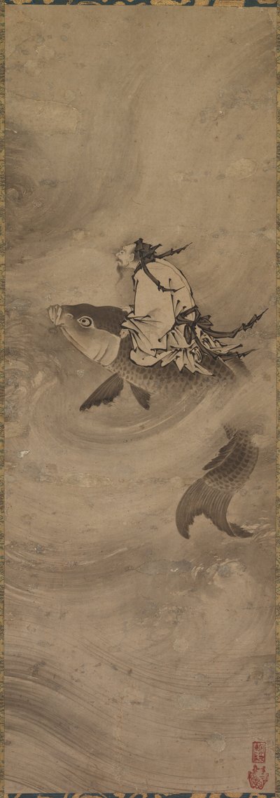 Immortale che cavalca una carpa, c. 1600 da Unbekannt
