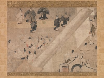 Visita Imperiale alla Grande Corsa dei Cavalli al Palazzo di Kaya-no-in, XIII-XIV secolo da Unbekannt