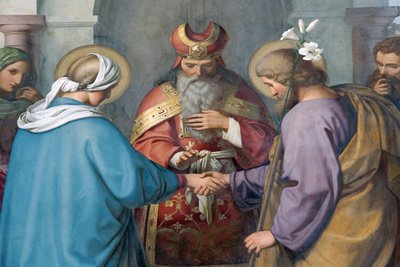 Cattedrale imperiale di Spira. Dipinti di Schraudolph. Giuseppe e Maria. Matrimonio, Spira, Germania da Unbekannt