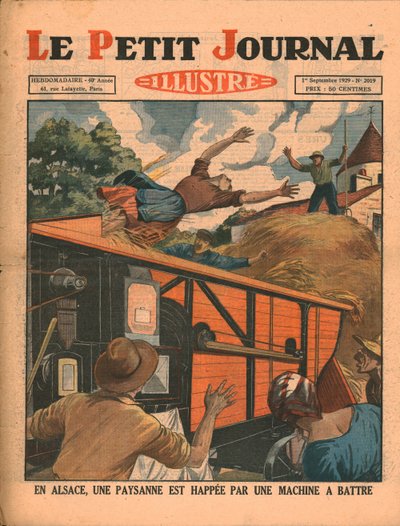 In Alsazia, una contadina è catturata in una macchina da trebbiatura, 1929 da Unbekannt