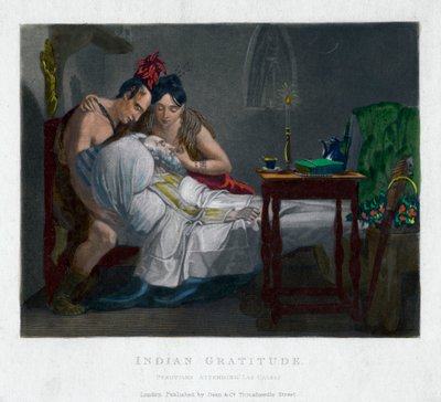 Gratitudine indiana - Peruviani che assistono Las Cassas, 19° secolo da Unbekannt