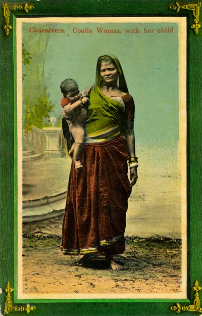 Donna indiana con il suo bambino, Calcutta, India, fine XIX o inizio XX secolo da Unbekannt