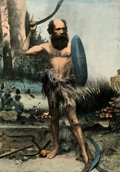 Aborigeno armato di boomerang, 1900 da Unbekannt