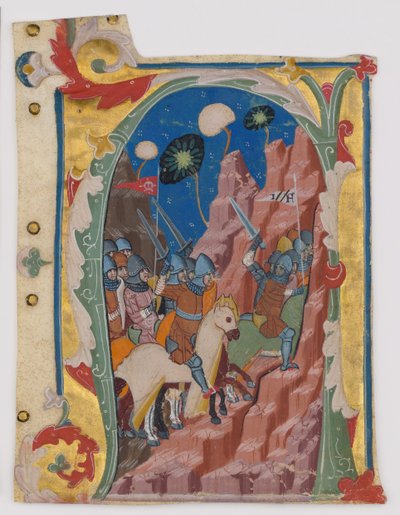 Iniziale A con la Battaglia dei Maccabei, italiano, ca. 1360-70 da Unbekannt