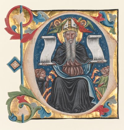 Iniziale C ritagliata da un libro corale: Sant