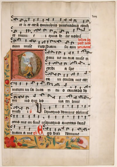 Iniziale D con Re Davide, da un Graduale cistercense, ca. 1524 da Unbekannt
