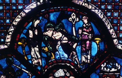 Pellegrino ferito ignorato da sacerdote e levita, vetrata, Cattedrale di Chartres, Francia da Unbekannt