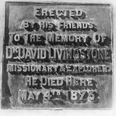 Iscrizione sul monumento a David Livingstone, Zambia, Africa, fine XIX o inizio XX secolo da Unbekannt
