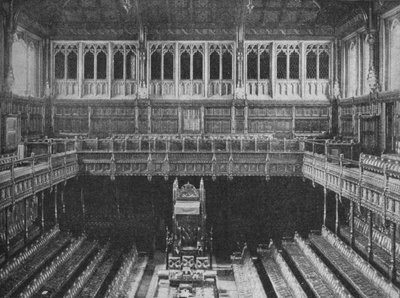 Interno della Camera dei Comuni, Westminster, vista verso la sedia del Presidente, 1909 da Unbekannt
