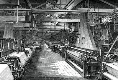 Interno del capannone di tessitura, fabbrica di St Leonards, Dunfermline, c1880 da Unbekannt