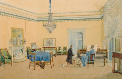 Interno con figure. La sala della musica, 1830-1839 da Unbekannt