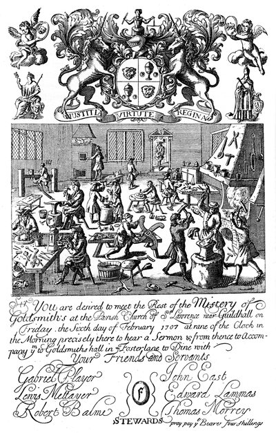 Invito a una riunione della Compagnia degli Orafi, 1707 da Unbekannt