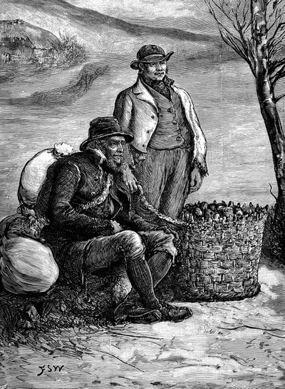 Contadini irlandesi che portano a casa le loro patate da semina, 1888 da Unbekannt