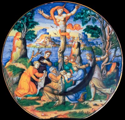 Piatto di terracotta italiana che mostra la nascita di Adone da Unbekannt