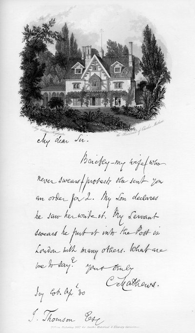 Ivy Cottage, Highgate, residenza di Charles Mathews, inizio XIX secolo, 1840 da Unbekannt