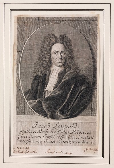 Jacob Leupold, fisico e ingegnere meccanico tedesco, c 1700 da Unbekannt
