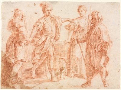 Giacobbe e Labano con Rachele e Lea recto, 1600s da Unbekannt