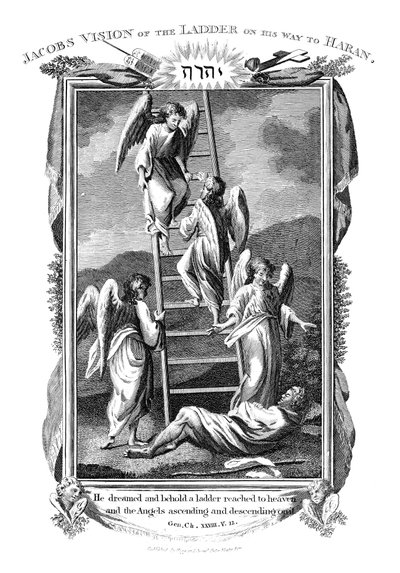 Il sogno di Giacobbe degli angeli che salgono e scendono la scala verso il cielo da Unbekannt