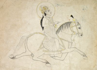 Jai Singh III di Jaipur r. 1818-1835 a cavallo, c. 1820 da Unbekannt