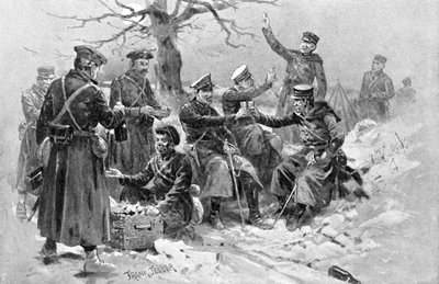 Soldati giapponesi e russi fraternizzano, Guerra russo-giapponese, 1904-5 da Unbekannt