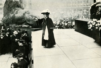 Jennie Baines che parla a Trafalgar Square, 1908, 1947 da Unbekannt