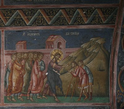 Gesù guarisce due ciechi, XIV secolo da Unbekannt