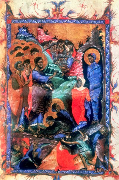 Gesù risuscita Lazzaro dopo quattro giorni, c1280 da Unbekannt