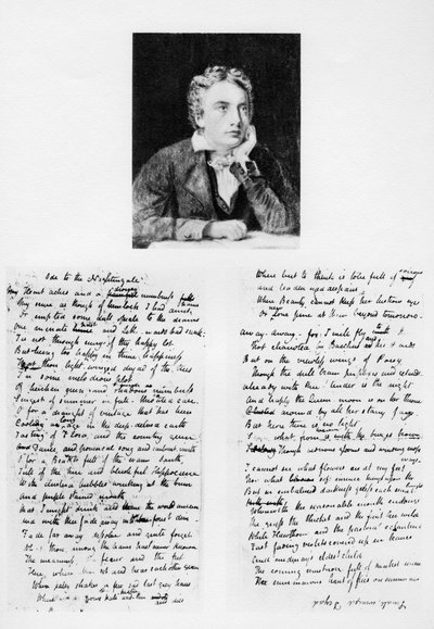 John Keats, poeta inglese, e la sua Ode a un usignolo, 1819 1958 da Unbekannt