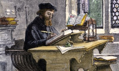 John Wycliffe al lavoro, XIX secolo da Unbekannt