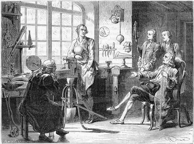 Joseph Black visita James Watt nel suo laboratorio di Glasgow da Unbekannt