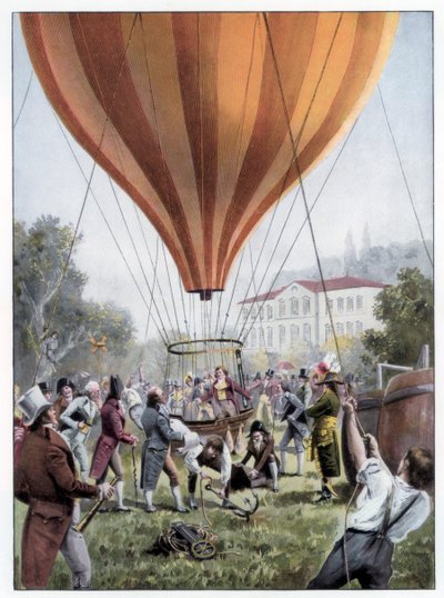 Ascensione in mongolfiera di Joseph Louis Gay-Lussac, Parigi, settembre 1804 da Unbekannt