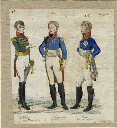 Gérôme Bonaparte, Re di Vestfalia, Principe Luigi Ferdinando di Prussia e Ludovico I di Baviera da Unbekannt