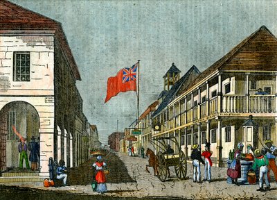 Incrocio tra Harbour Street e King Street, Kingston, Giamaica, c1835 da Unbekannt