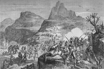 Guerra dei Kaffir - Attacco a una posizione nativa, c1880 da Unbekannt