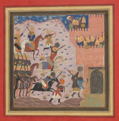 Kai Khusrau, Gudarz e Giv catturano la fortezza del demone, Bahman ..., ca. 1430-40 da Unbekannt