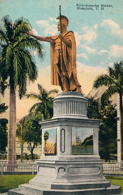Statua di Kamehameha, Honolulu, Hawaii, c1920 da Unbekannt