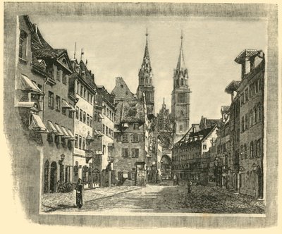Karolinen-Strasse e Chiesa di San Lorenzo, Norimberga, 1890 da Unbekannt