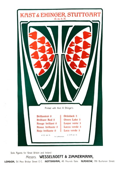 Pubblicità di Kast & Ehinger, Stoccarda, 1909 da Unbekannt