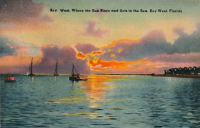 Key West. Dove il sole sorge e tramonta nel mare, Key West, Florida, c1940s da Unbekannt