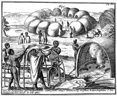Capanni e kraal Khoikhoi, Sudafrica, 1931 da Unbekannt