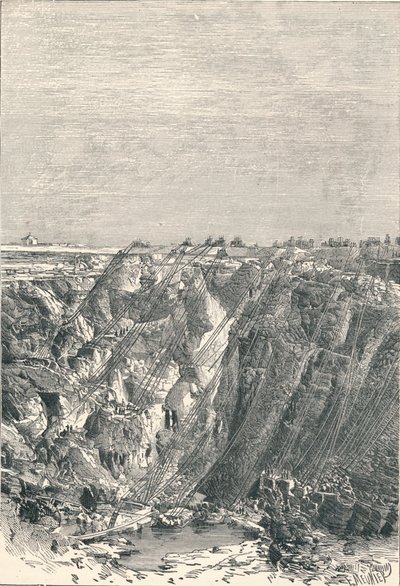 Kimberley: aspetto della miniera di diamanti nel 1880, 1896 da Unbekannt