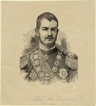 Re Alessandro di Serbia 1876-1903, c. 1889 da Unbekannt